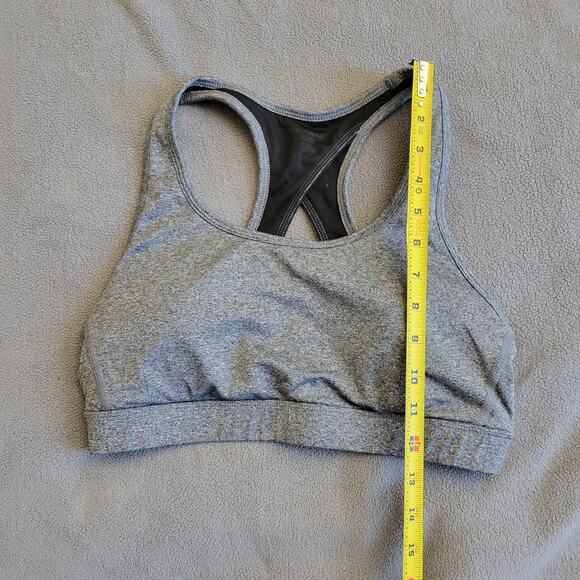 REEBOK Sports Bra Womens Large Heathered Gray Padded Peekaboo Back Run Gym Yoga - Picture 8 of 12